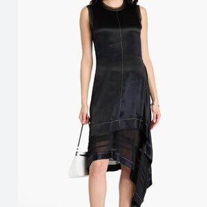 3.1 Phillip Lim - Asymmetric Hem Sleeveless Satin Combo Dress- Size 2 Black  (NW